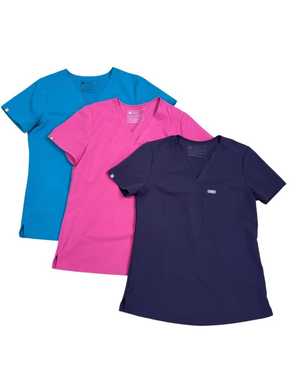 Figs Womens Catarina Scrub Tops XS Technical Collection Purple Pink Blue